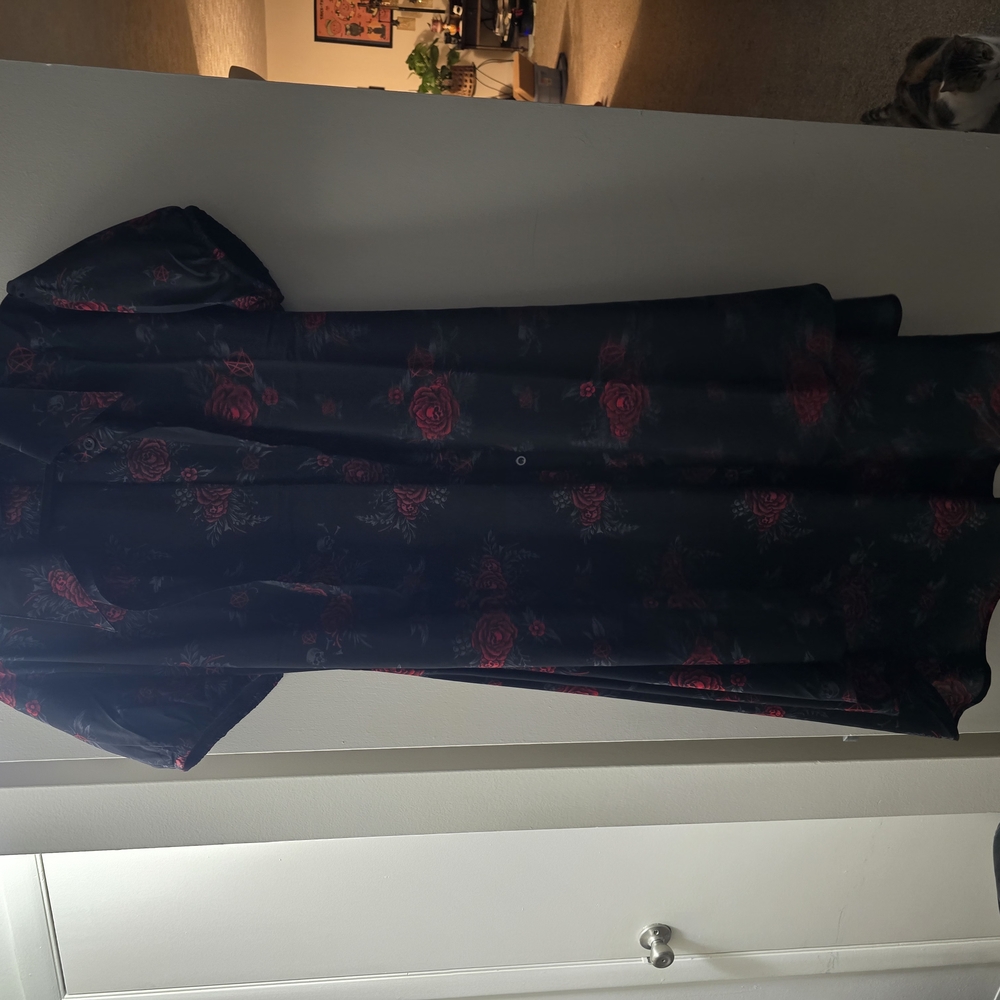 Floral Black and Red Dress